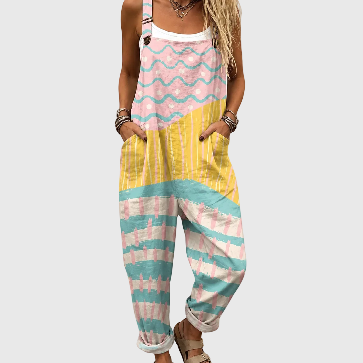 Ulla – Ledig jumpsuit med grafiskt mönster