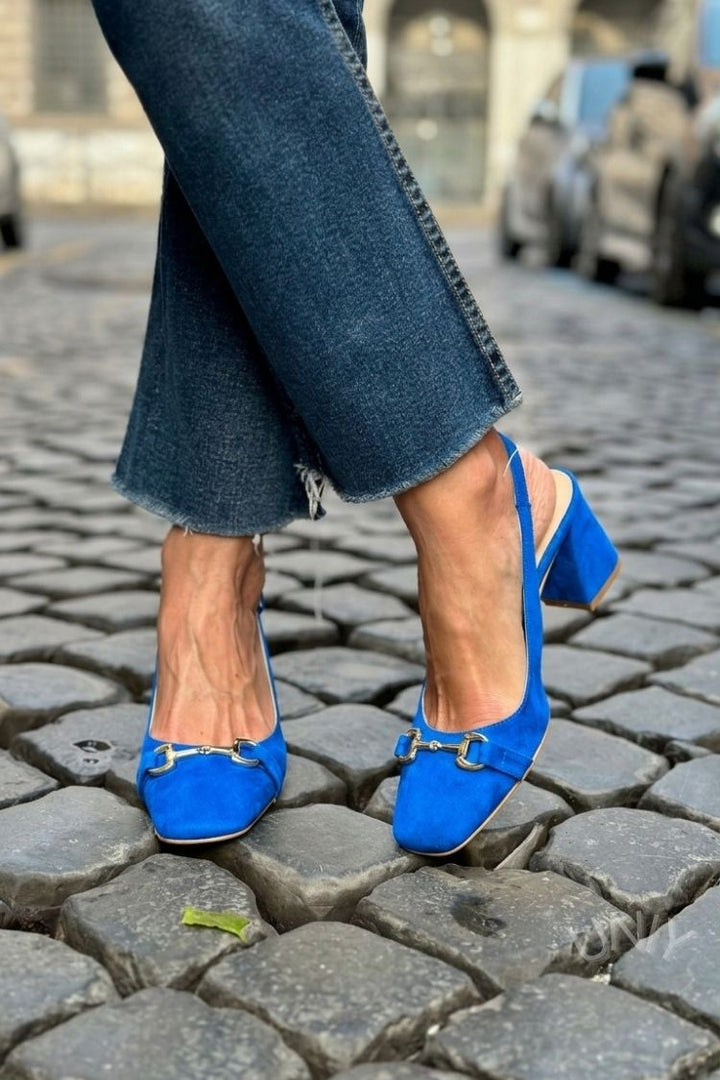 Majken – Slingback med blockklack i mocka