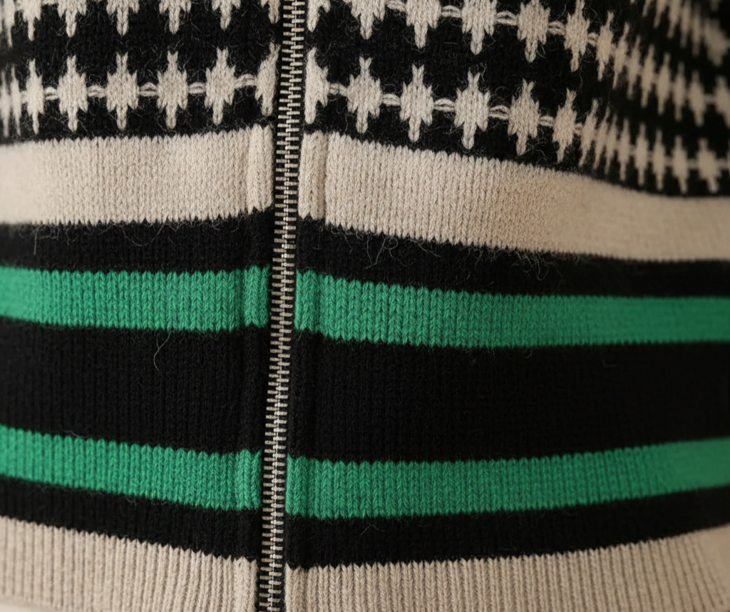 Ronja – Stickad zipkofta med retromönster