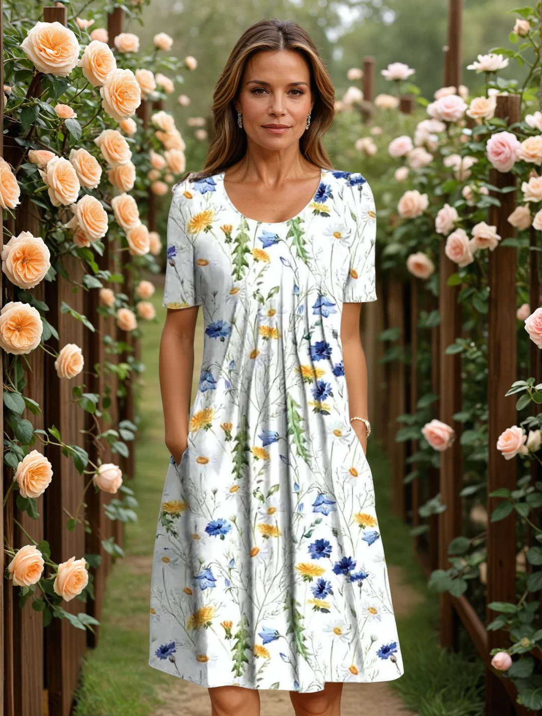 Anita – Blommig klänning med smickrande passform
