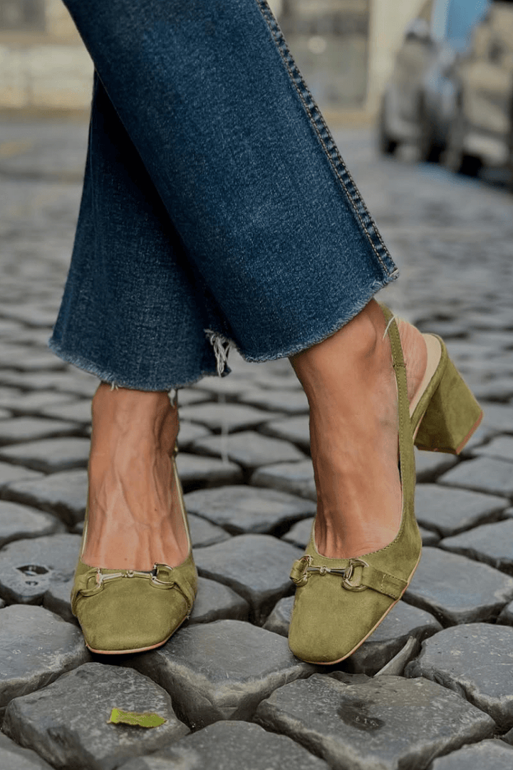 Majken – Slingback med blockklack i mocka