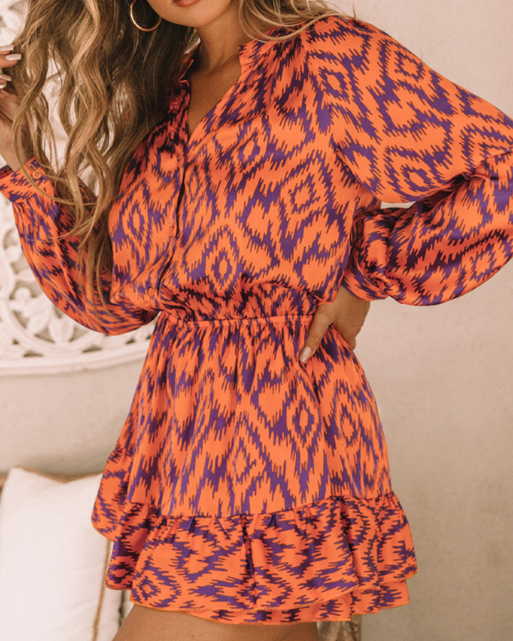 Josefin – Retro aztec-mönstrad midiklänning