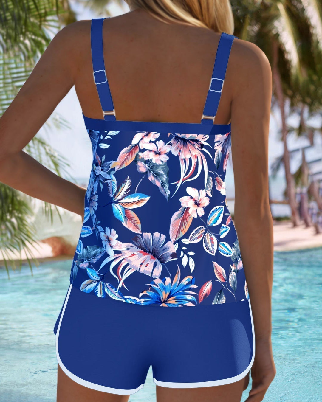 Josefin – Ärmlös tryckt tankini med u-ringning