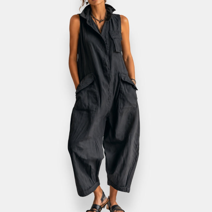 Emelie – Ärmlös jumpsuit med cargofickor