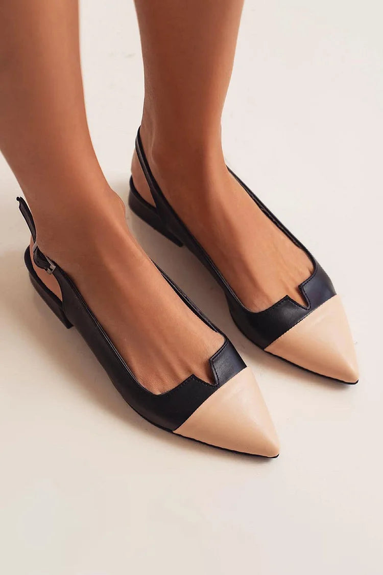 Alva – Spetsig slingback-ballerina med color block