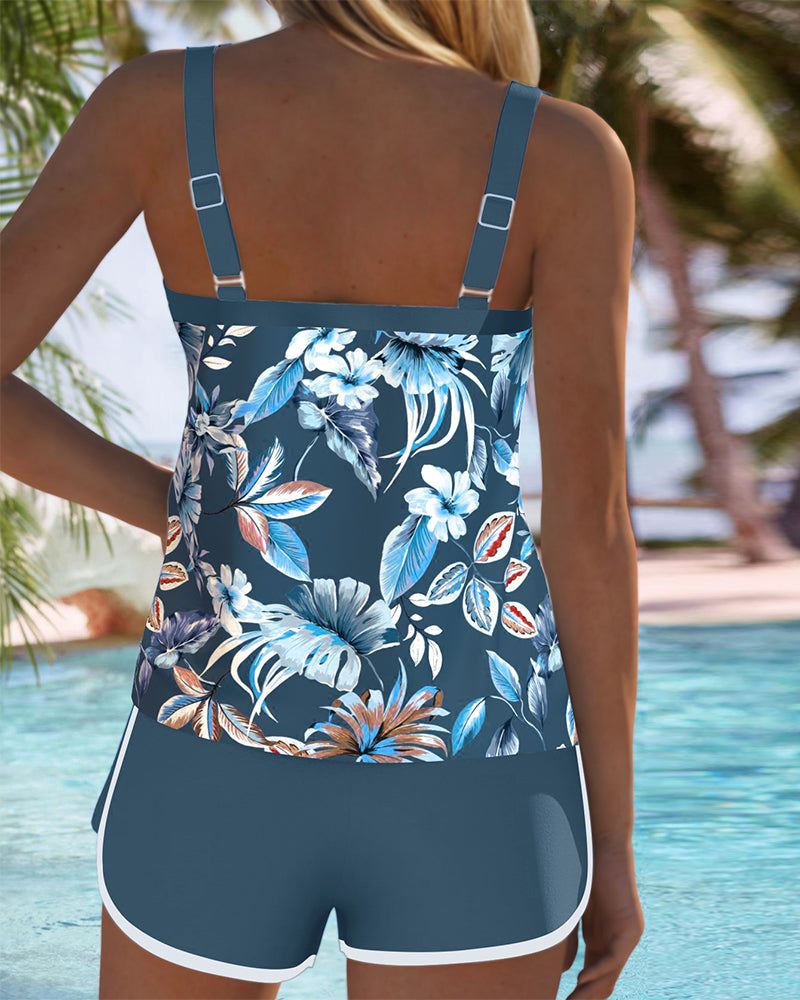 Josefin – Ärmlös tryckt tankini med u-ringning