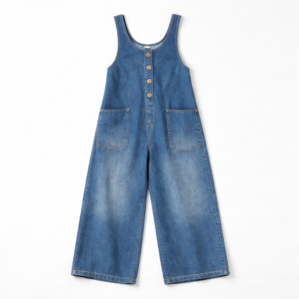 Lydia – Avslappnad hängseloverall i denim