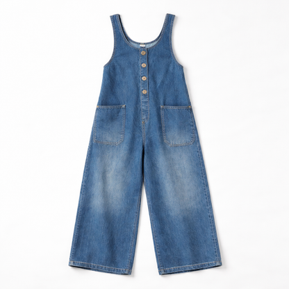 Lydia – Avslappnad hängseloverall i denim