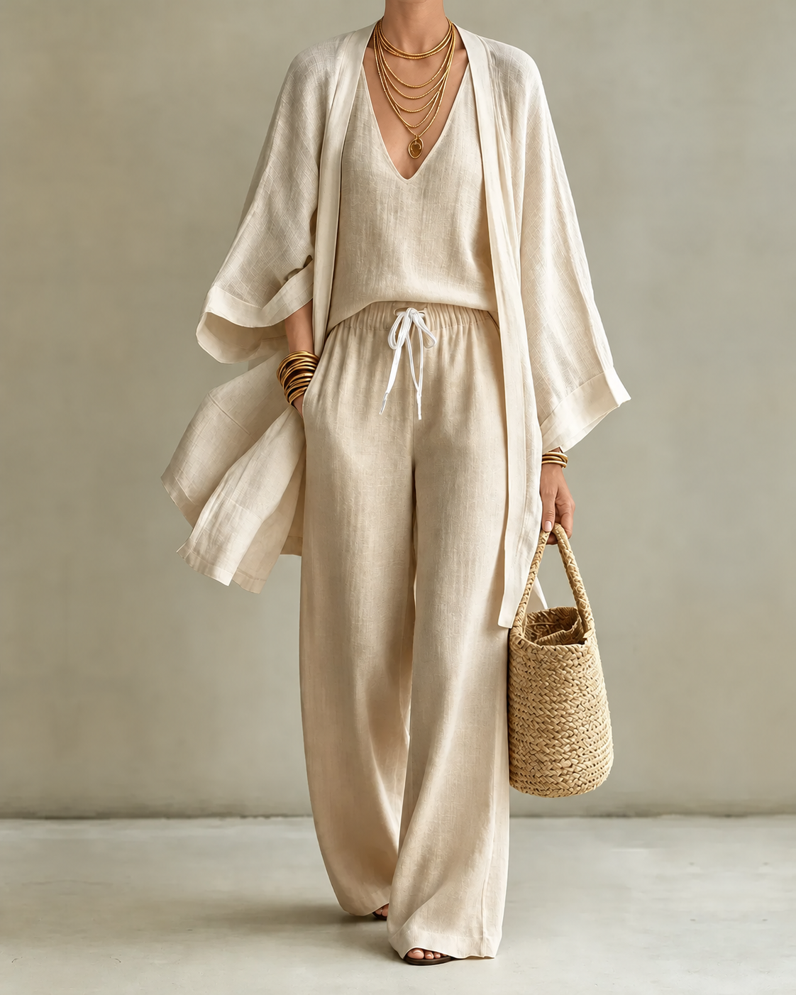 Rigmor – Elegant tredelsset med vida byxor