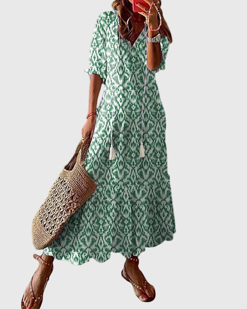 Signe – Boho vintage sommarmaxiklänning