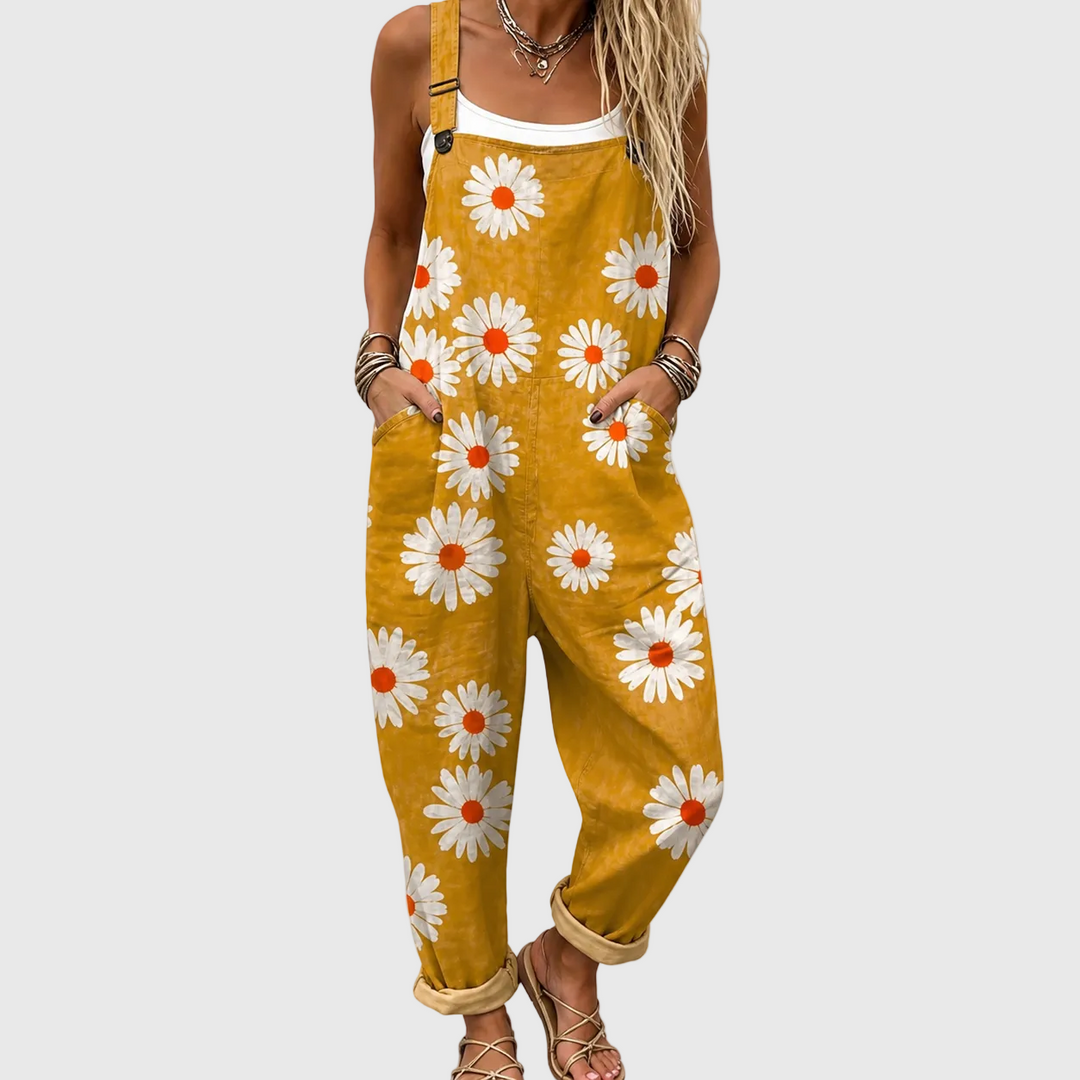 Maja – Ledig jumpsuit med prästkragsmönster