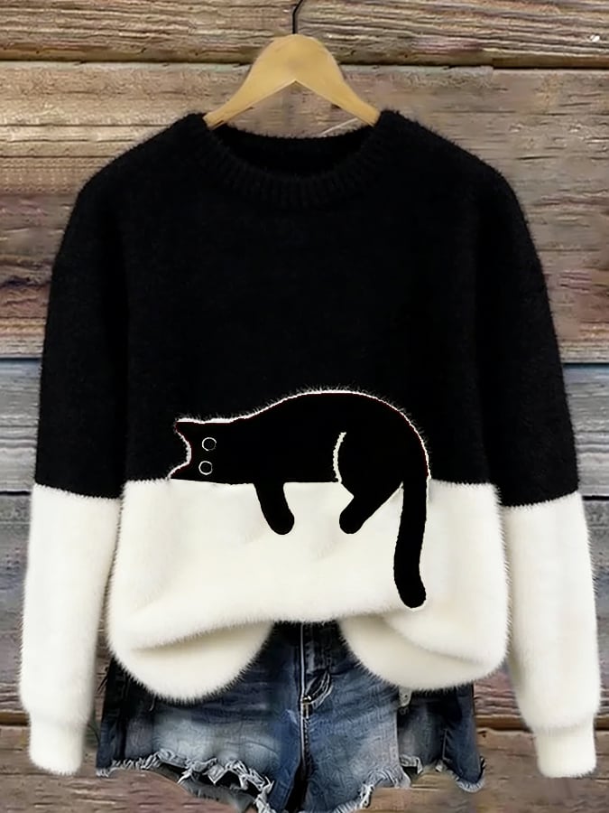 Edla – Oversized tröja med kattmotiv