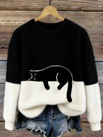 Edla – Oversized tröja med kattmotiv