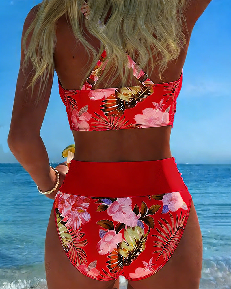 Gun – Blommig bikini med kontrastdetaljer