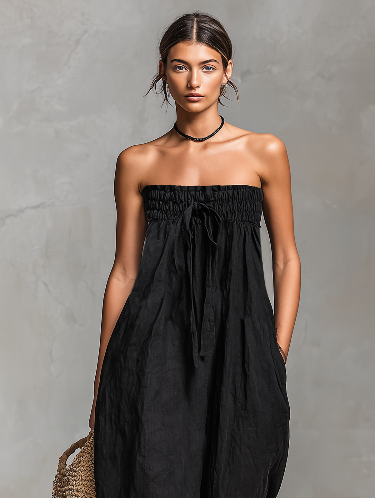 Marianne – Rymlig jumpsuit med bandeaukrage