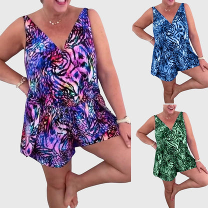 Sonja – Ärmlös playsuit med djurmönster