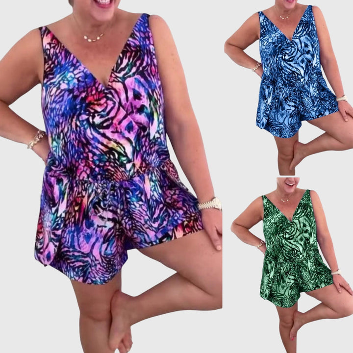 Sonja – Ärmlös playsuit med djurmönster