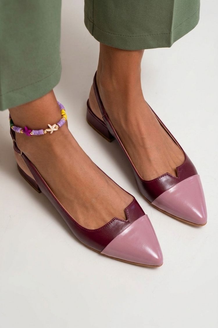 Alva – Spetsig slingback-ballerina med color block