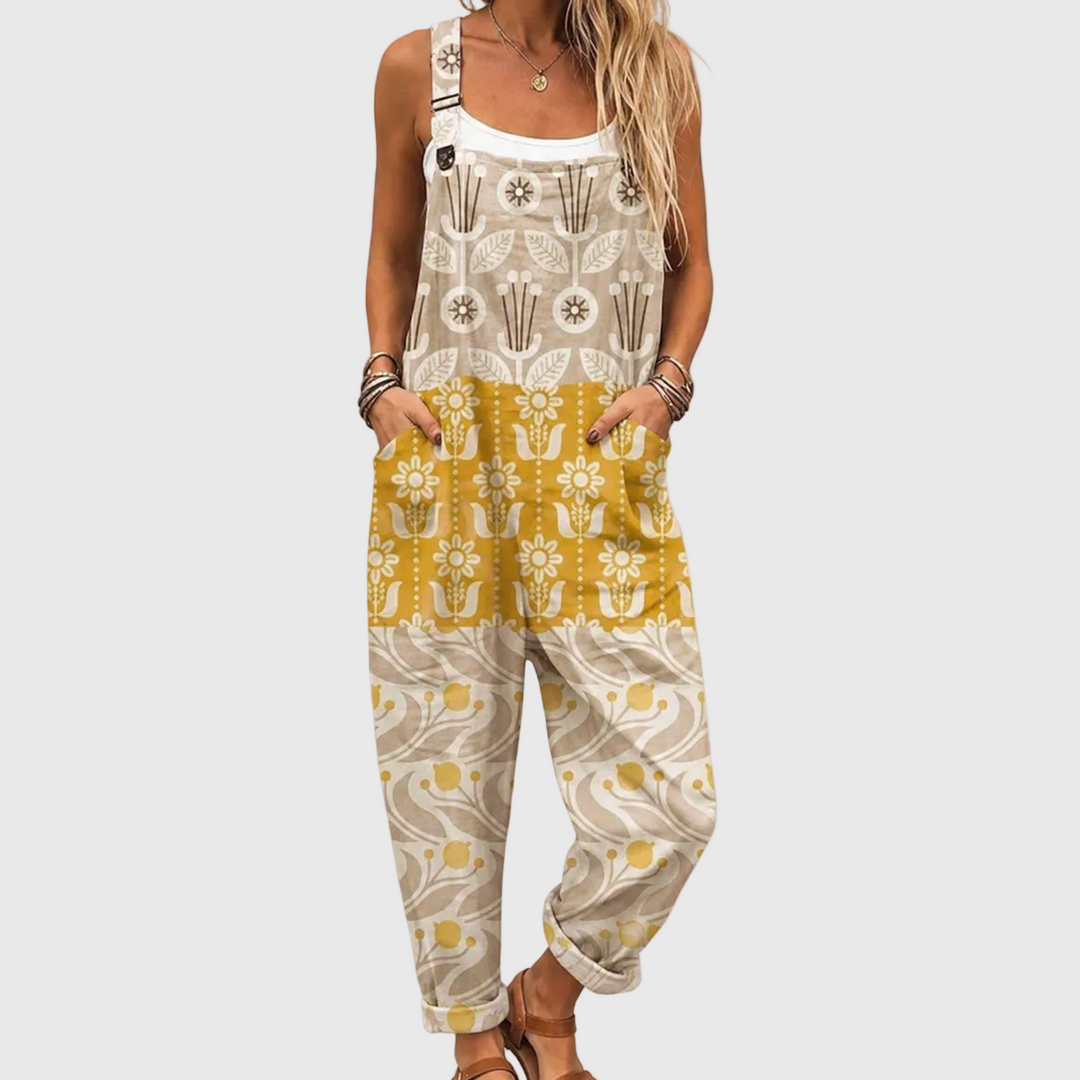 Hjördis – Ledig overall med blommigt vintageprint