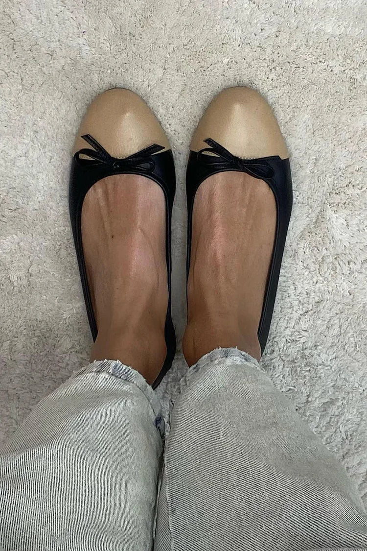 Camilla – Ballerinaskor med rosett och rund tå