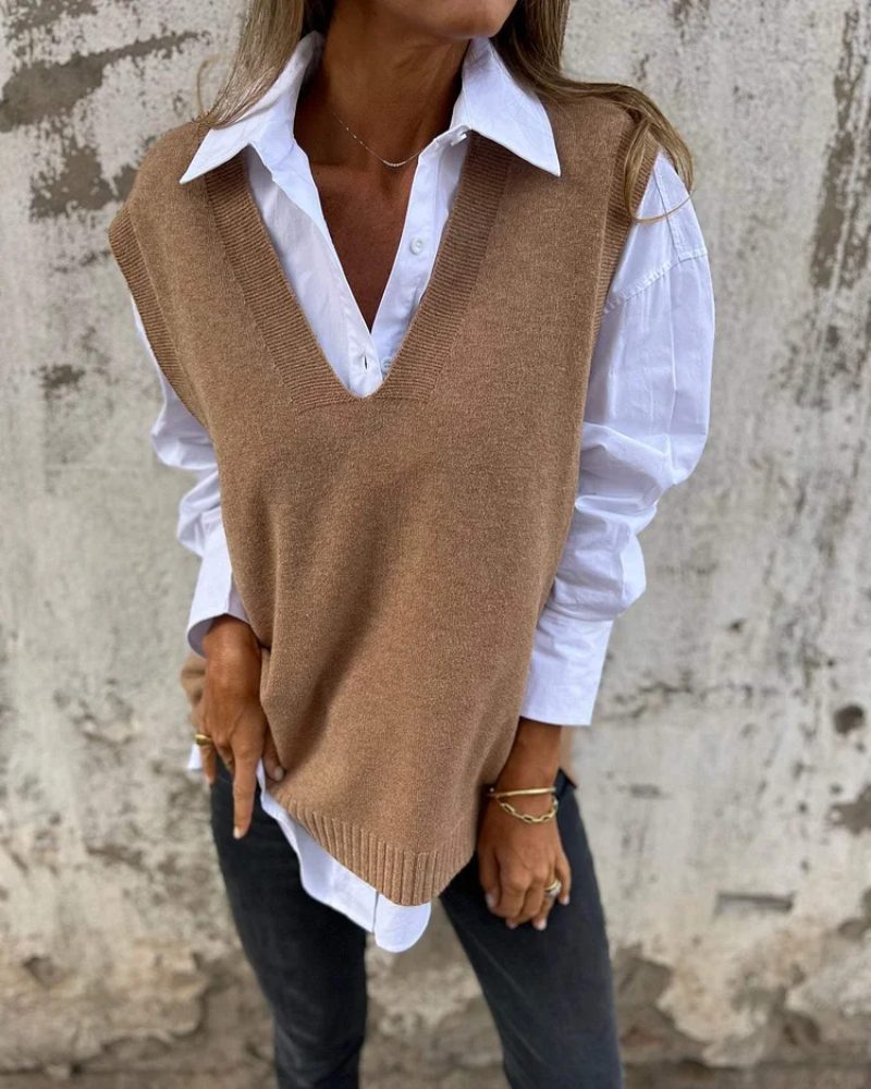 Klara – Mjuk stickad väst för lagerlook