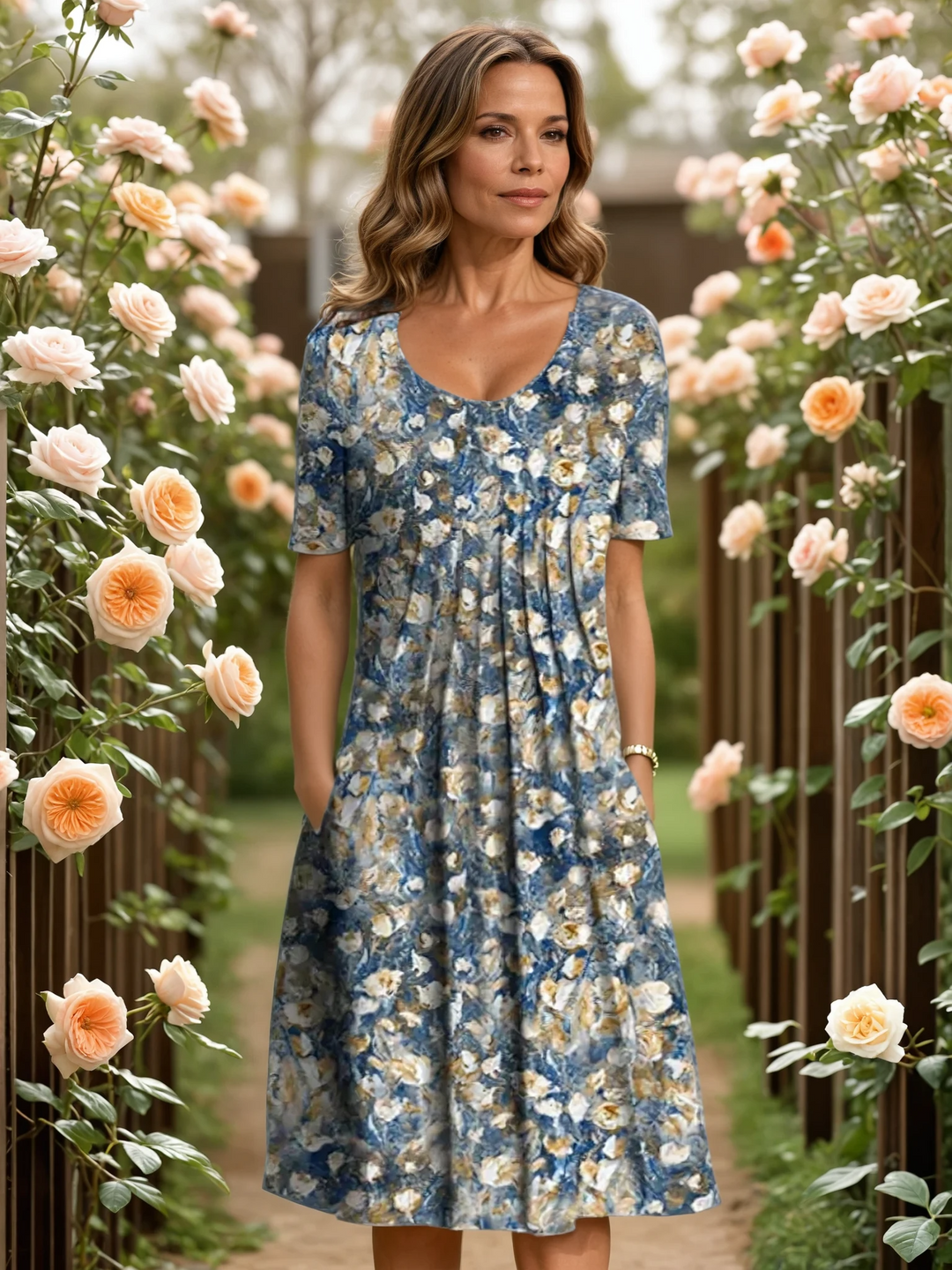 Anita – Blommig klänning med smickrande passform