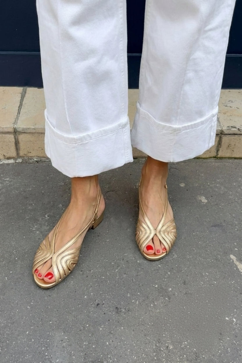 Beata – Slingback-sandaler med vävda remmar