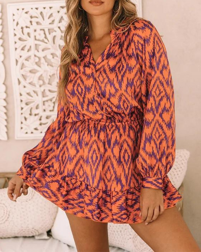 Josefin – Retro aztec-mönstrad midiklänning