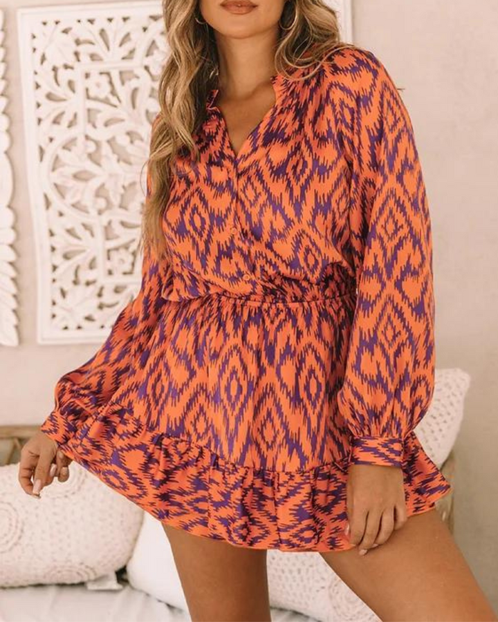 Josefin – Retro aztec-mönstrad midiklänning