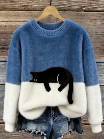 Edla – Oversized tröja med kattmotiv
