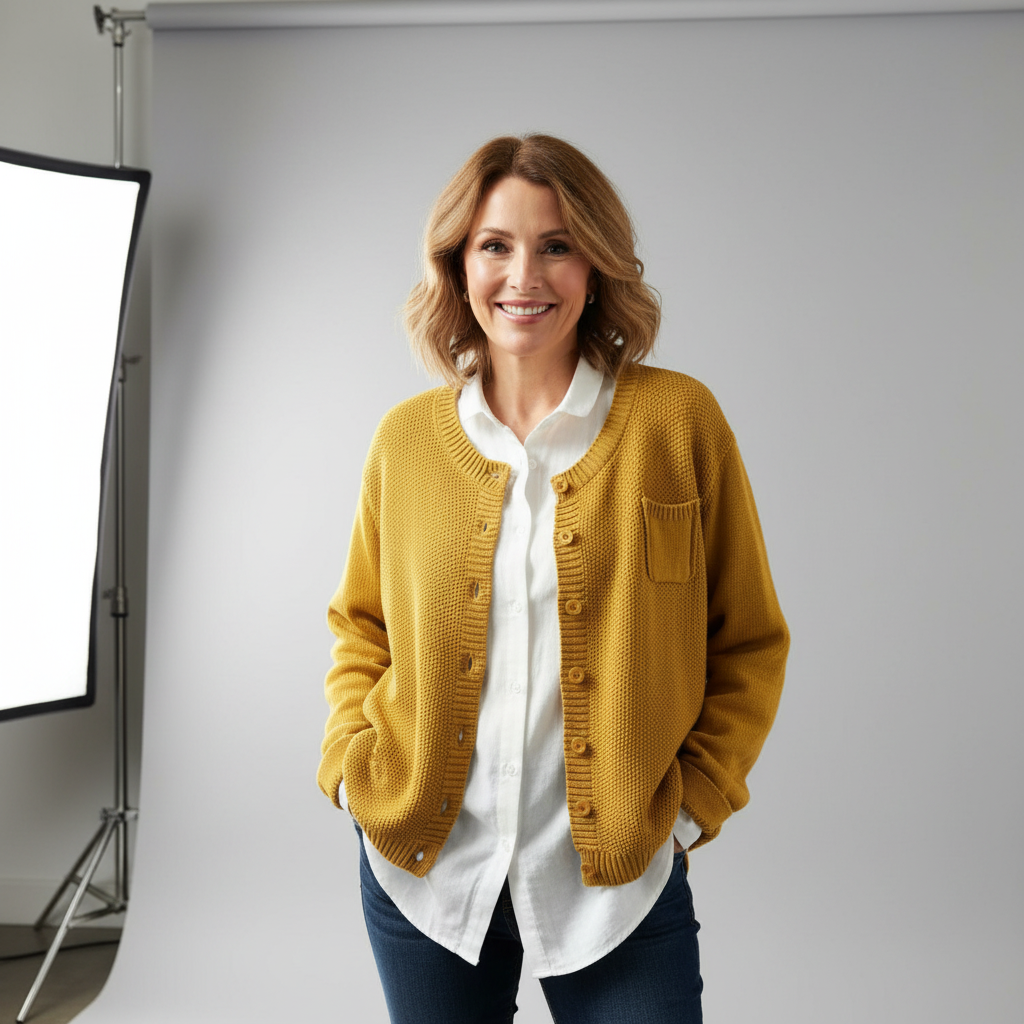 Hedvig – Mysig stickad kofta med knappar