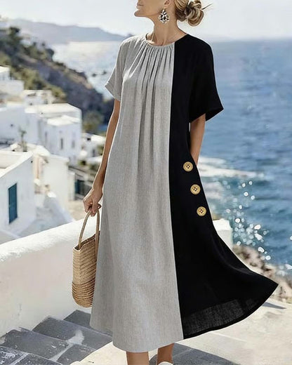 Justina – Avslappnad klänning med kontrasterande färgblock