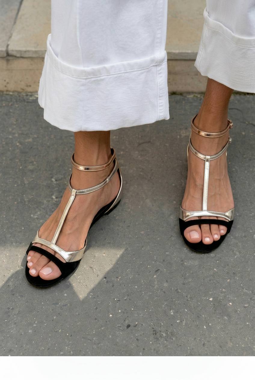 Linnea – Platta sandaler med T-rem och öppen tå