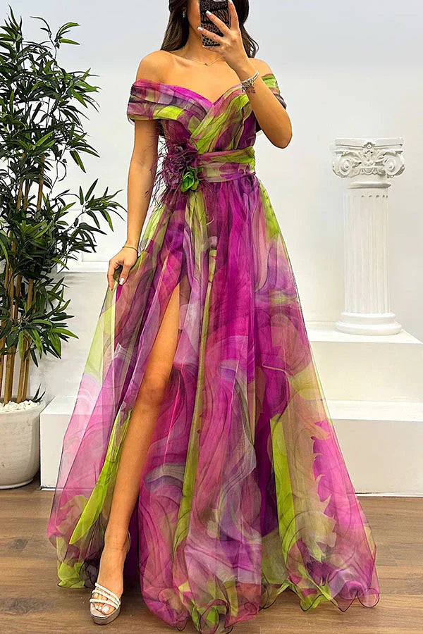 Beata – Elegant off-shoulder-maxiklänning