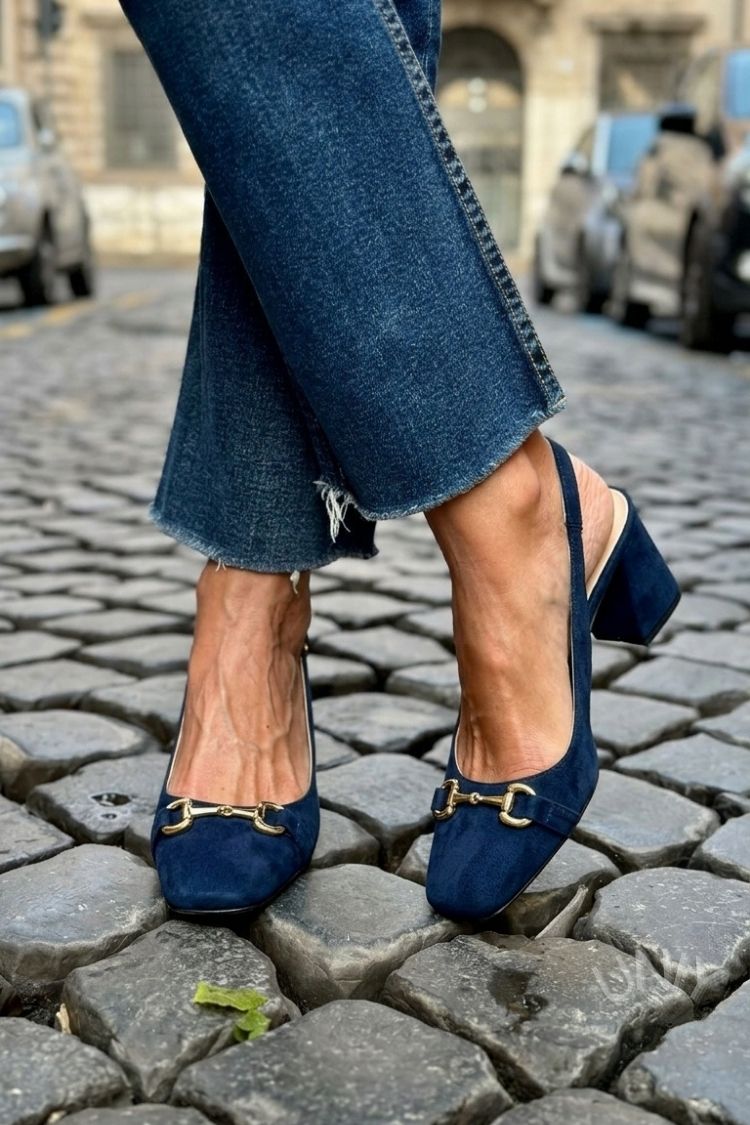Majken – Slingback med blockklack i mocka