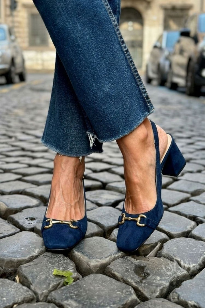 Majken – Slingback med blockklack i mocka