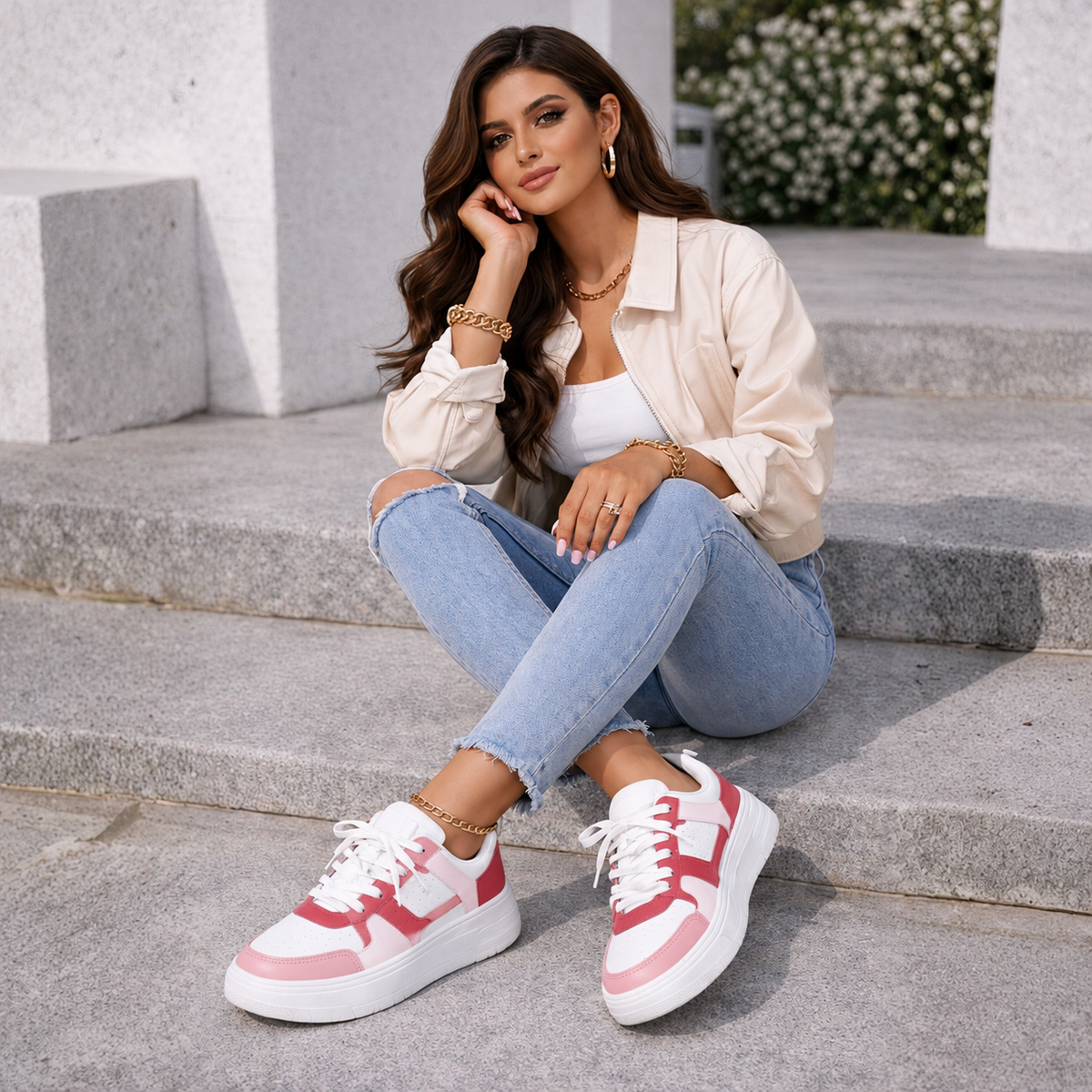 Sofia – Lättviktig sneaker med tjock sula
