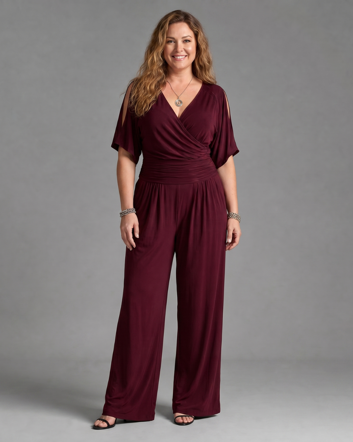 Tilda – Avslappnad overall med cold shoulder och omlottmidja