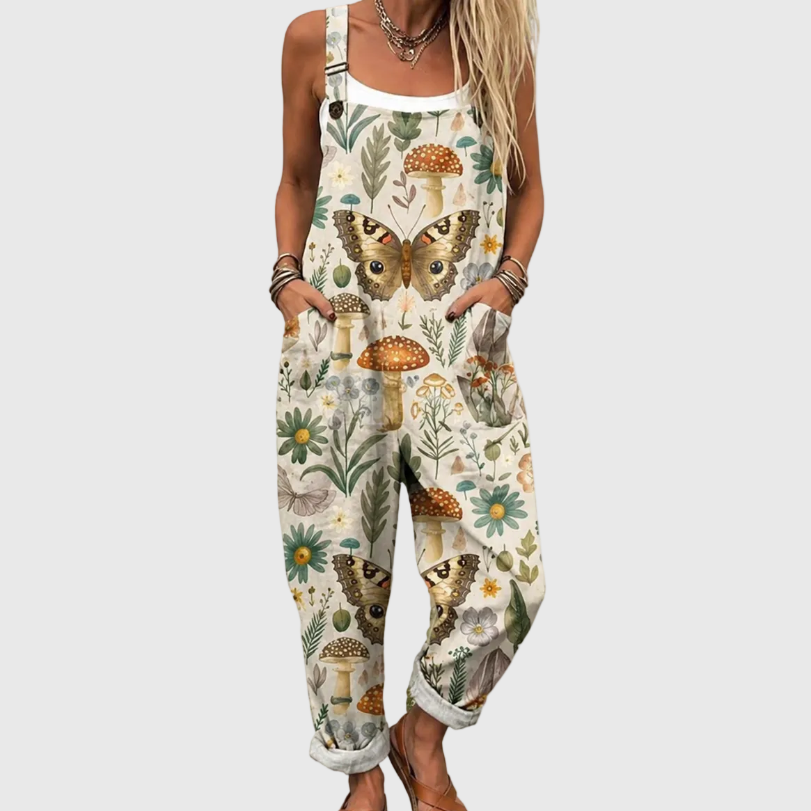 Vivi – Ledig jumpsuit med botaniskt mönster