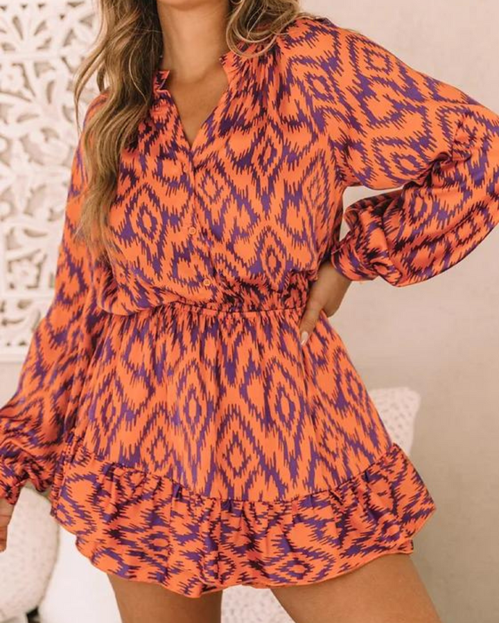 Josefin – Retro aztec-mönstrad midiklänning