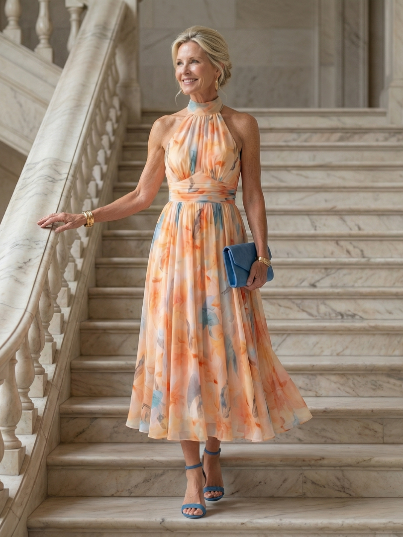 Elin – Mjuk halter midi-klänning