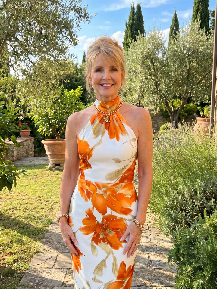Asta – Halterneck midi-klänning med blomtryck