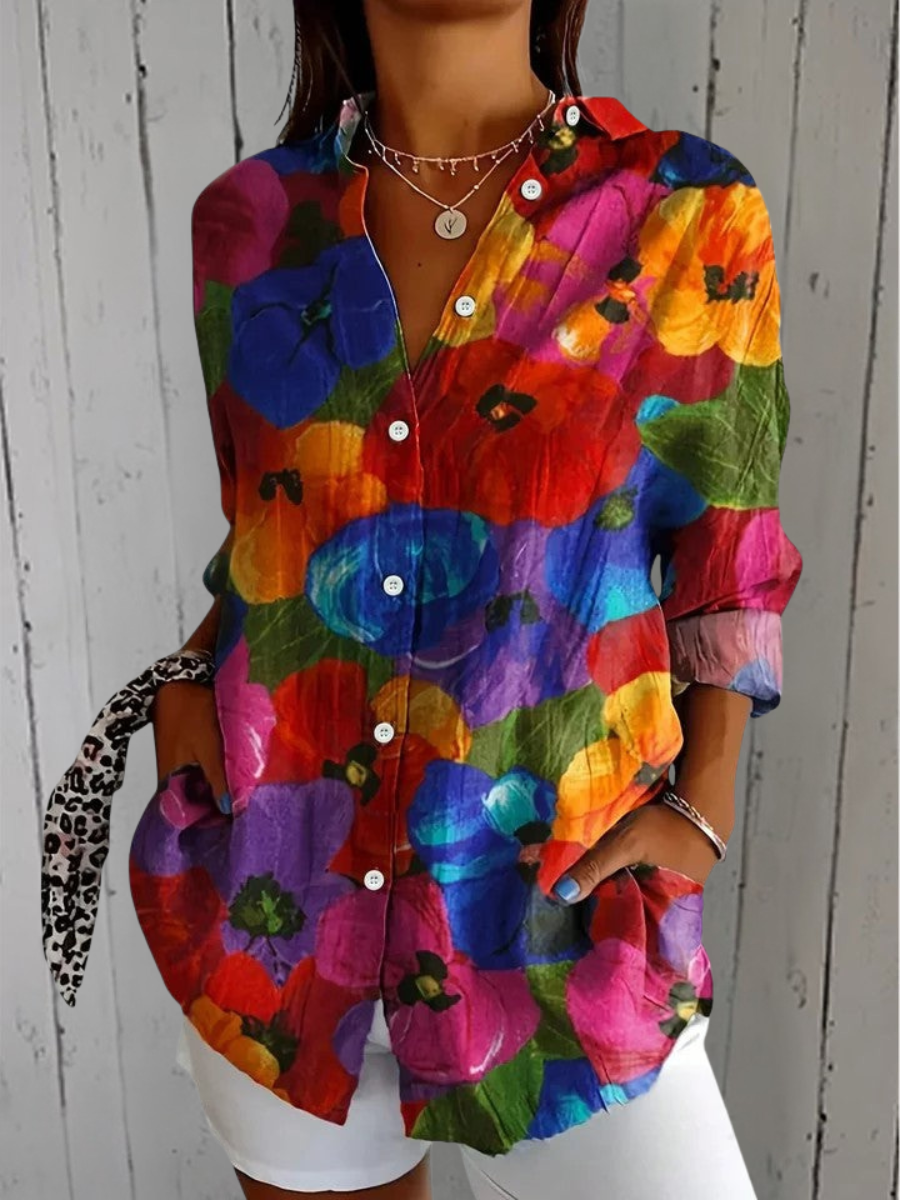 Sonja – Blus med konstnärligt mönster
