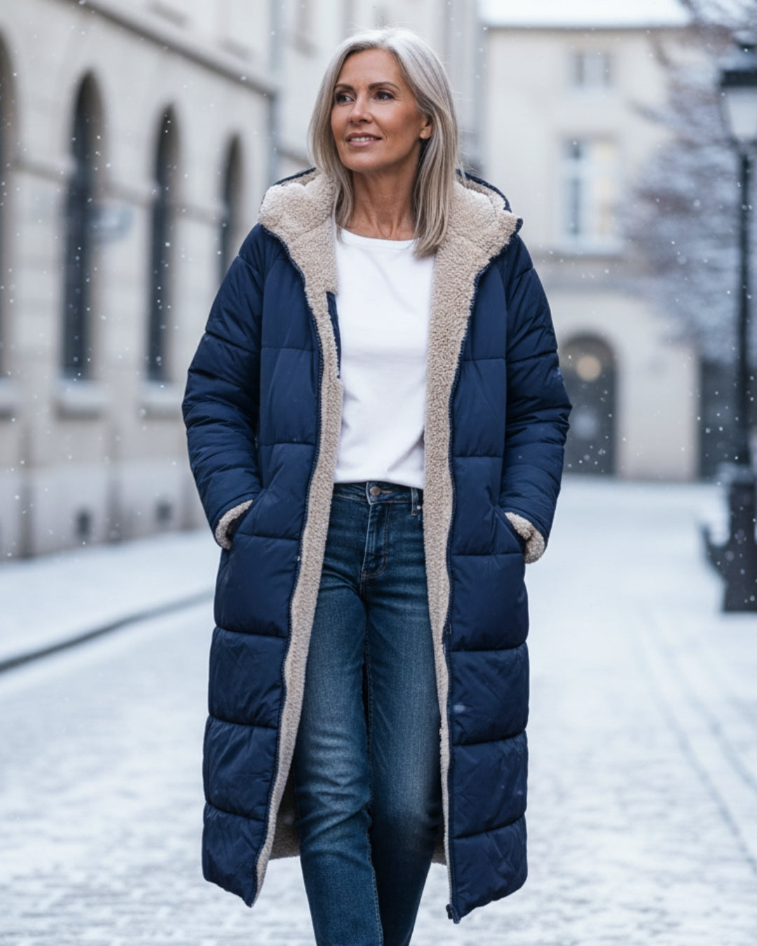 Cajsa – Vadderad vinterkappa med sherpafor
