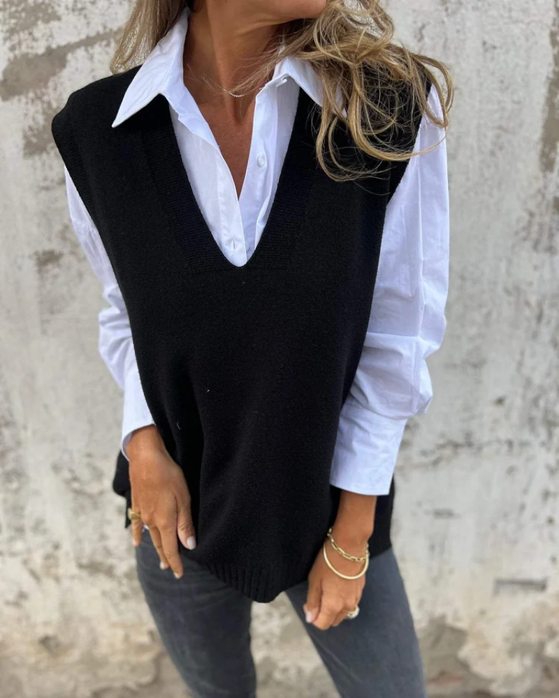 Klara – Mjuk stickad väst för lagerlook