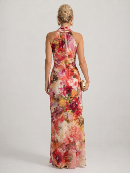 Tilda – Halterneck maxiklänning med blomtryck