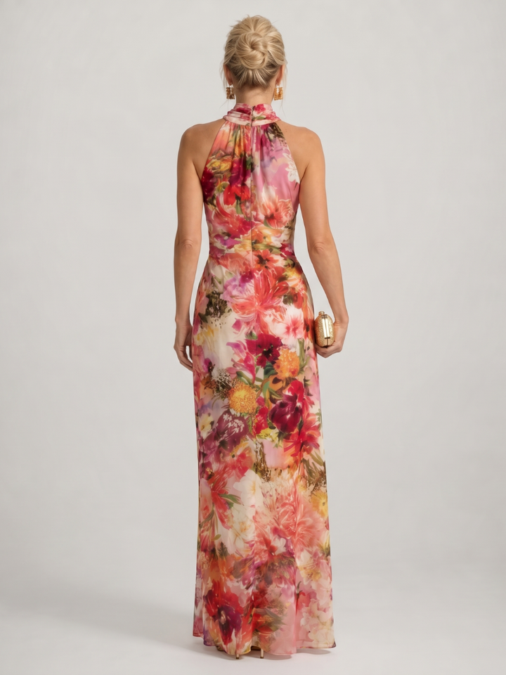 Tilda – Halterneck maxiklänning med blomtryck