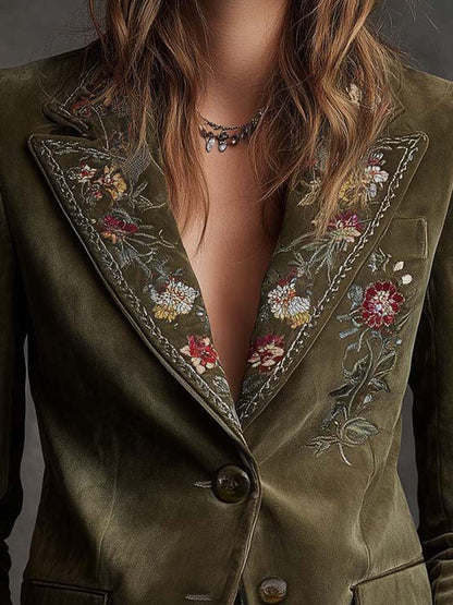 Siv – Broderad kavaj med blomdetäljer