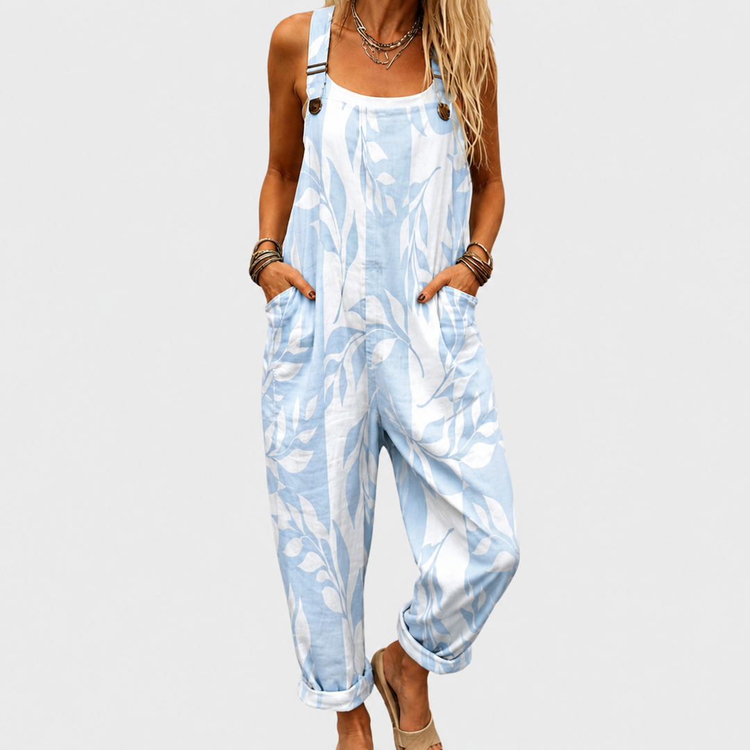 Judit – Ledig jumpsuit med lövmönster