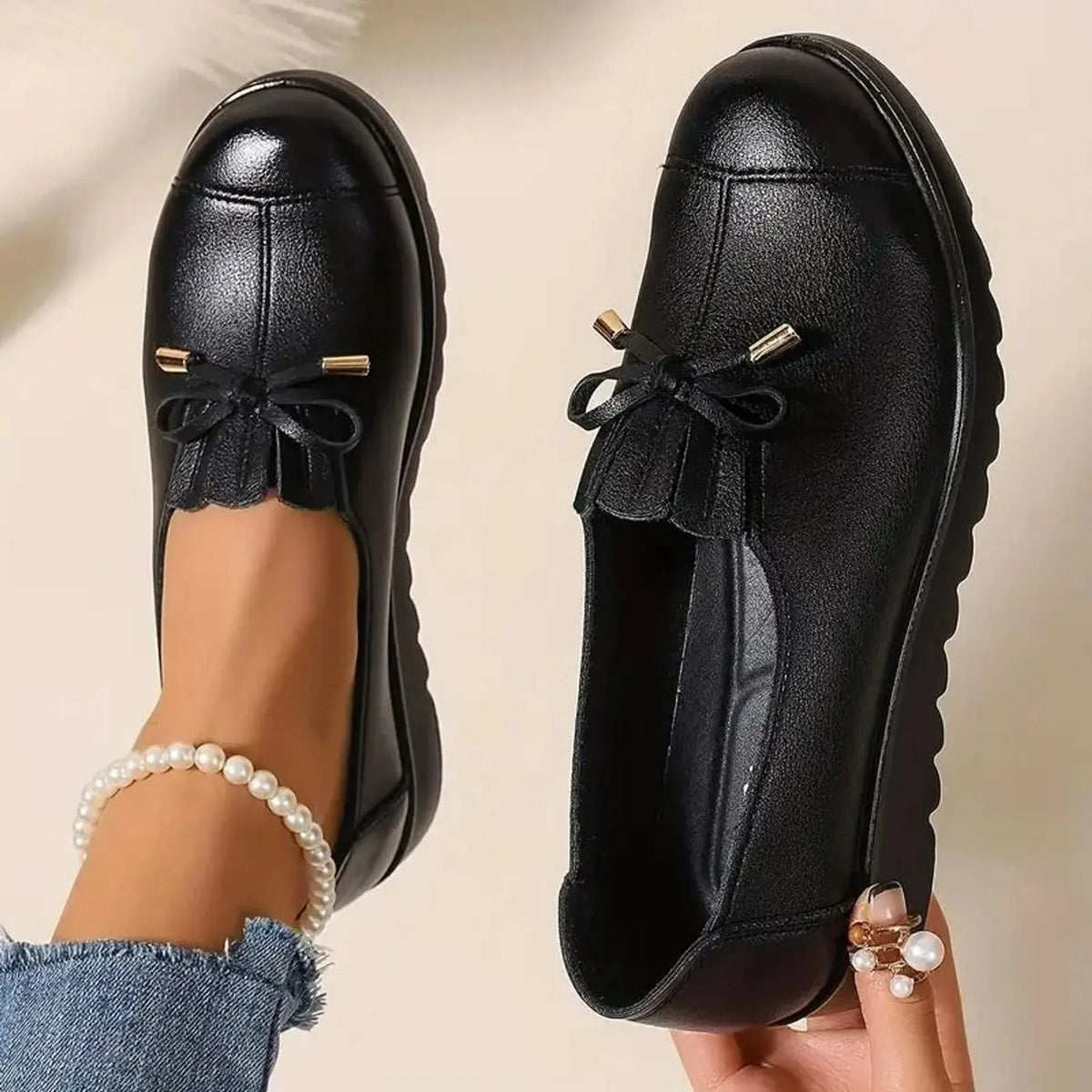 Malin – Bekväma loafers med rosettdetalj